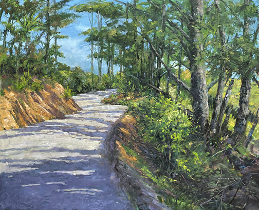 Paul Hooker landscape and portrait artist, the pathway through, oil on canvas